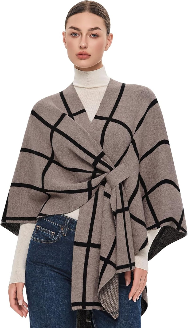 Puli Women's Elegant Shawl Wraps Soft Open Front Poncho Sweater for Spring Fall Winter - Image 1